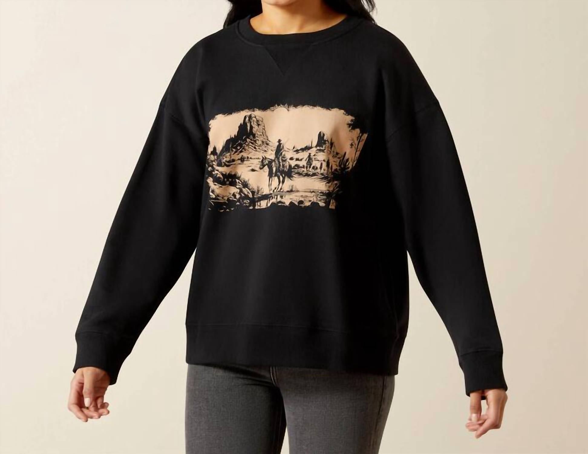 ARIAT The Outlaw Crew Neck Sweatshirt in black - women's top