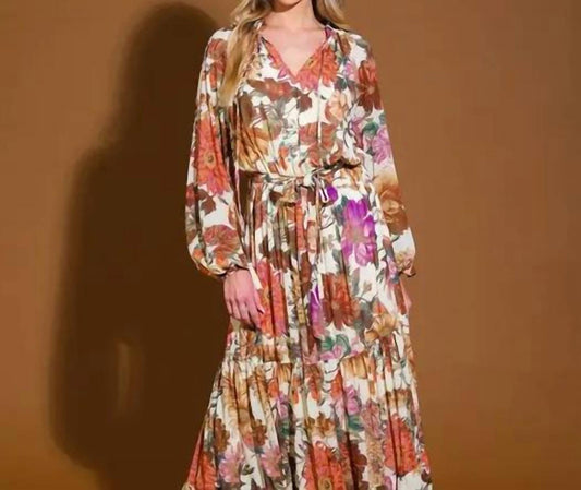 Flying Tomato - Fall Flowers Maxi Dress