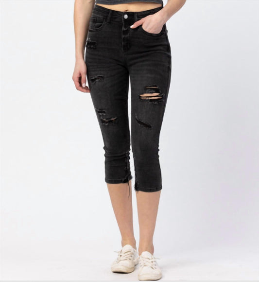 Judy Blue - Emma High Rise Distressed Skinny Capris Jeans