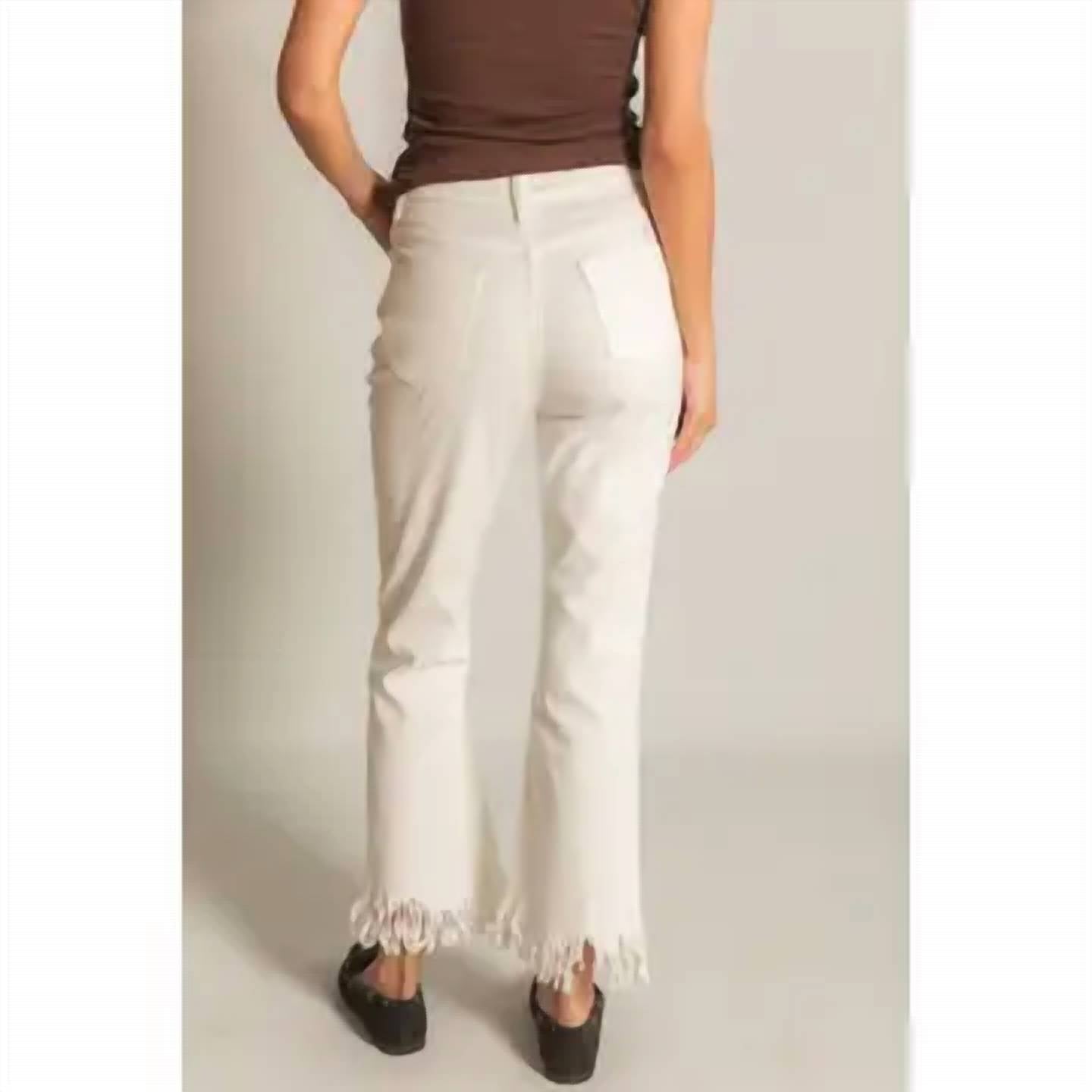 Before You Collection - Fringed Bottom Denim Pants