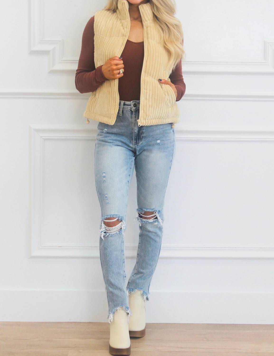Special A - Chelsea High Waisted Distressed Straight Jeans