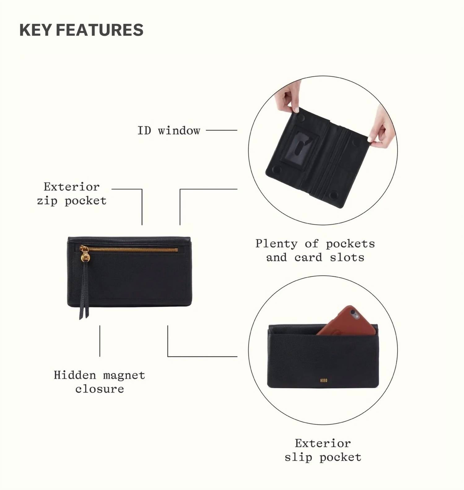 Hobo - Lumen Continental Pebbled Leather Wallet