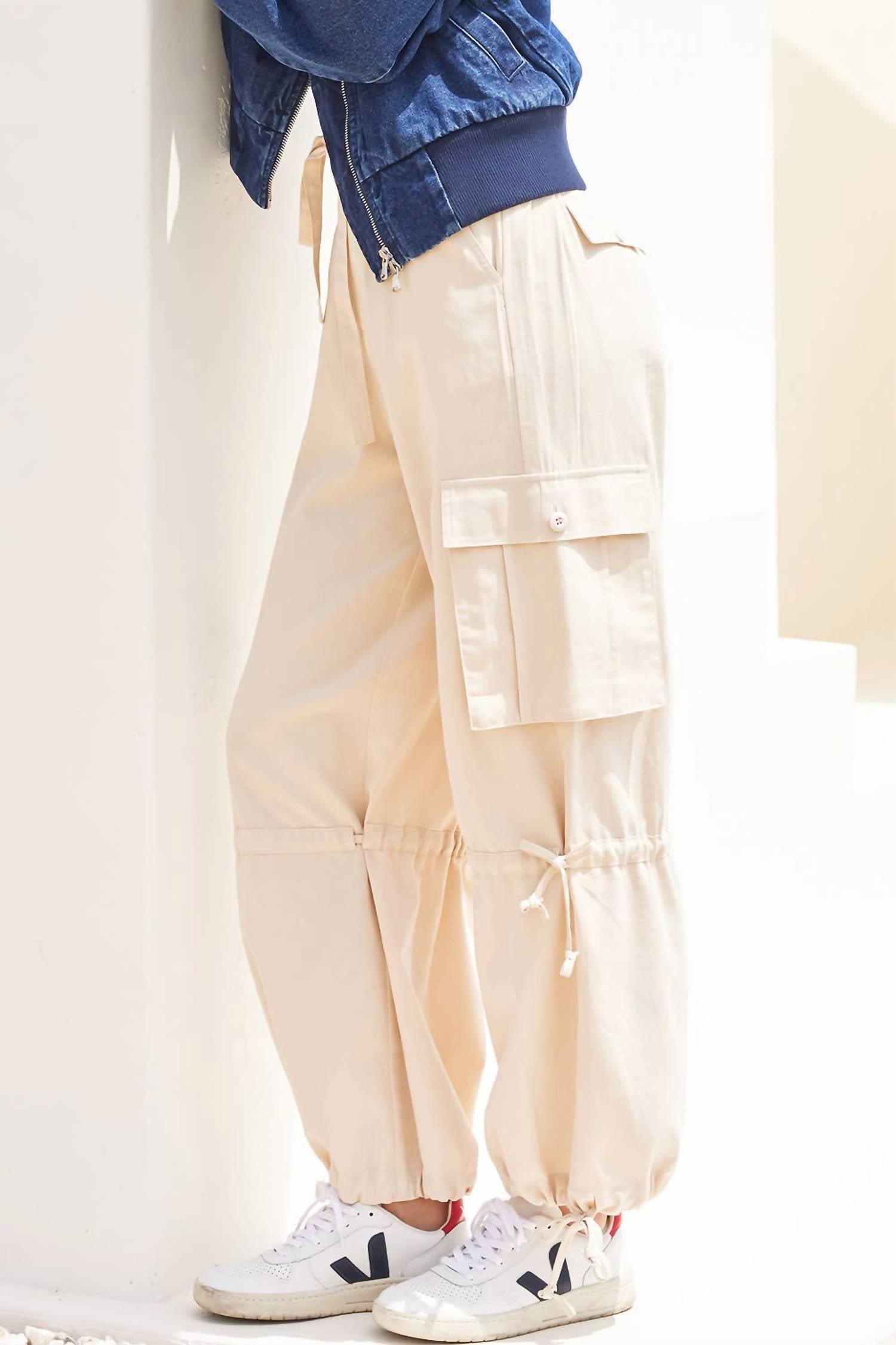 Bluivy - High-rise Drawstring Cargo Pants