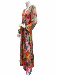 Qishma - Women's Colorful Long Sleeve Floral Wrap Dress