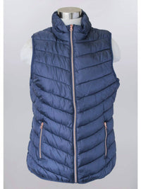 Keren Hart - Women's Puffed Collar 2 Zip Pockets Zip Up Vest