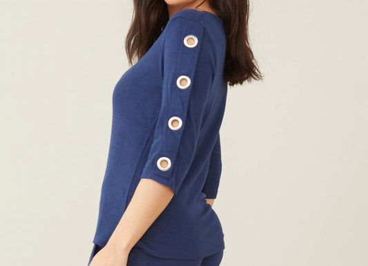 French Kyss - Soft Stretch Grommet Crewneck Top