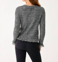 Lilly Pulitzer Kelso Bow-fringe Cotton Cardigan in black marl - women's cardigan - alternate view
