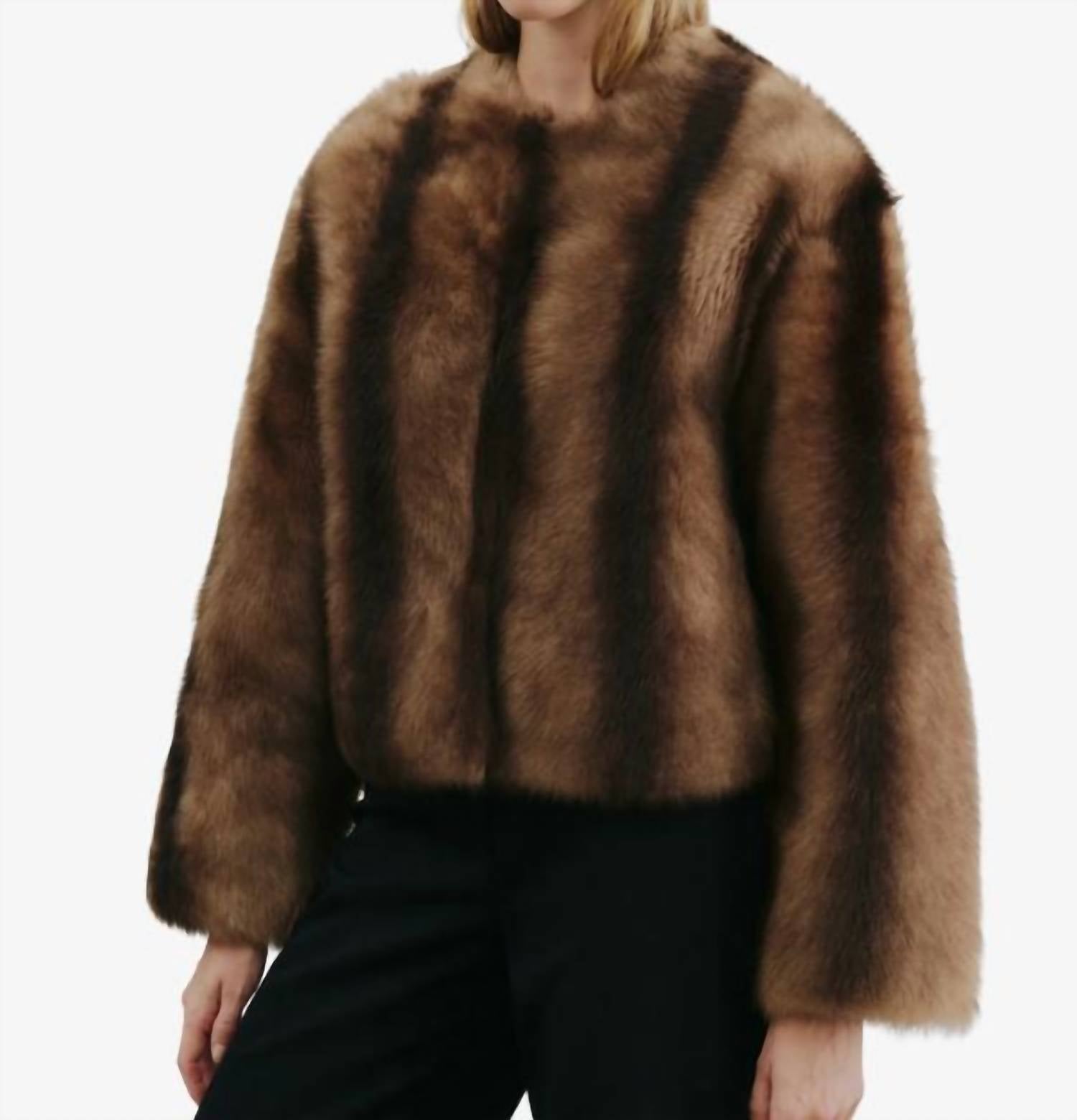 NILI LOTAN Elan Shearling Jacket in camel brown - women's jacket - alternate view