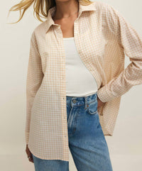 Z Supply Seaport Button Up Top in parchment - women's shirt - detail view