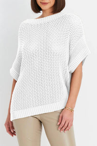 Planet By Lauren G. - Pima Cotton Crochet Pullover Sweater