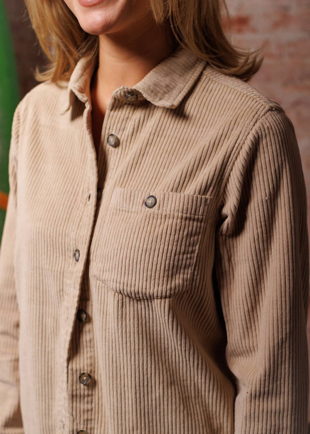 Iron & Resin Women's Drifty Shirt in tan - women's jacket - detail view