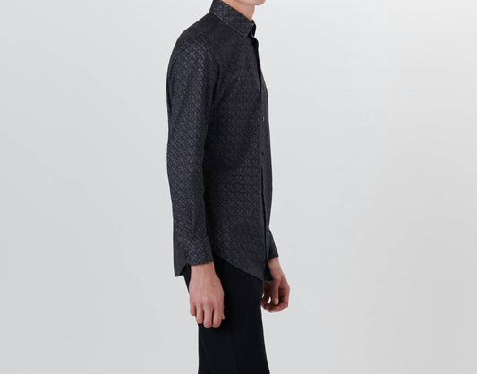 Bugatchi Uomo - Jimmy Chevron Print Ooohcotton Long Sleeve Shirt