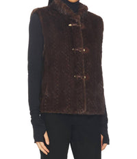 heartloom Nancy Faux Fur Vest in coco - women's jacket - alternate view