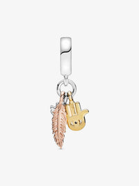 Pandora - Hamsa All Seeing Eye & Feather Rose Charm