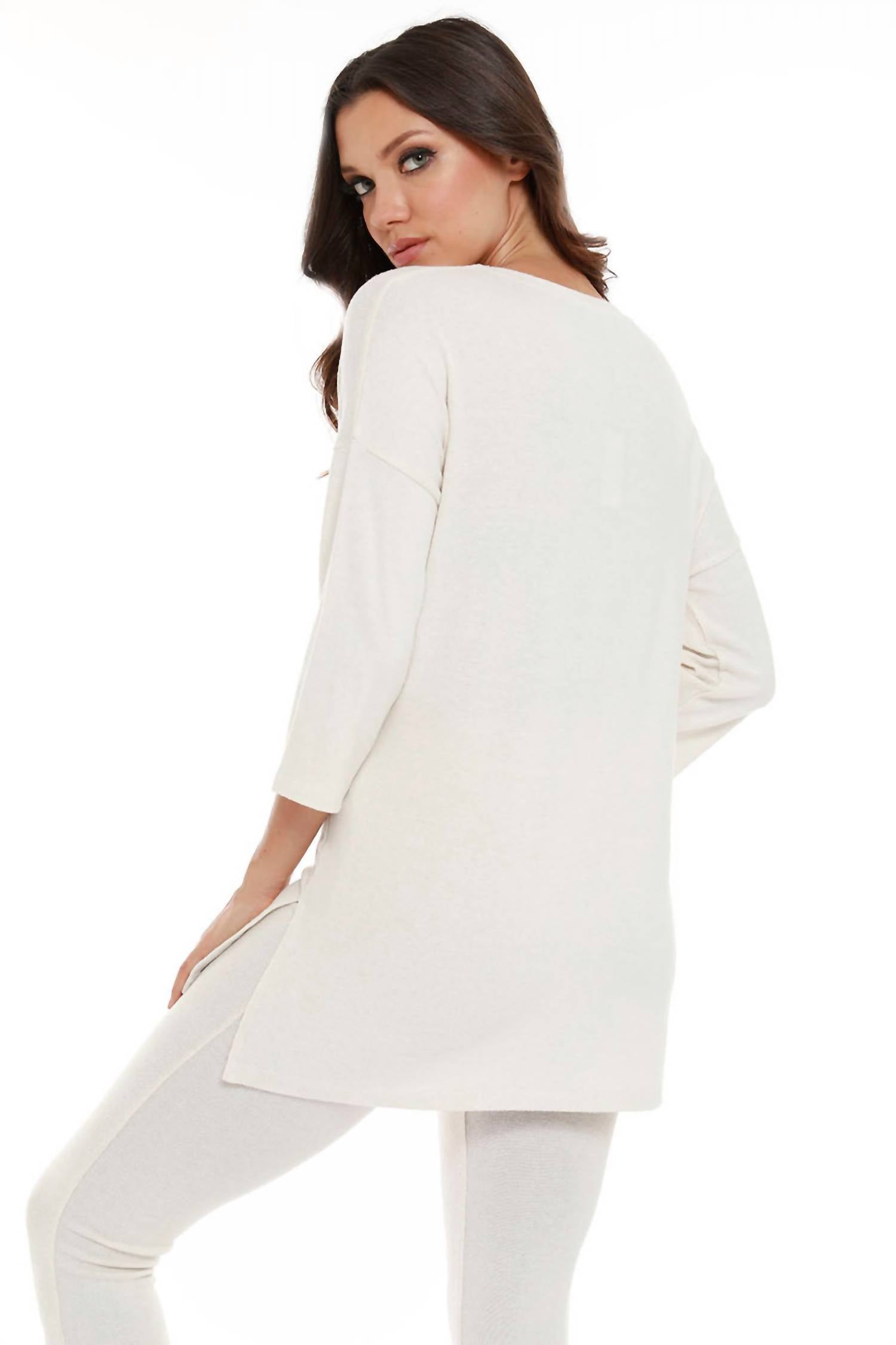 Natasha Kashmira 3/4 Sleeve V-Neck Pullover