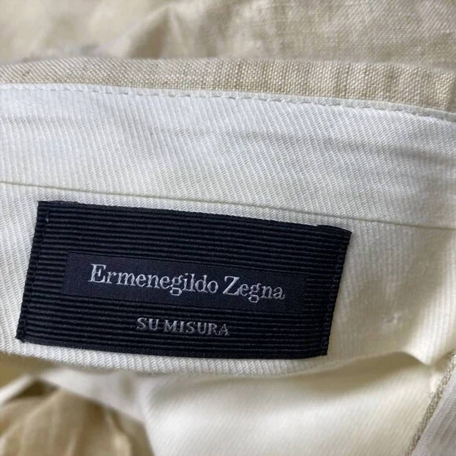 Ermenegildo Zegna Men’s Flat Front Linen Tailored Pants in ivory - men's pants - view 5