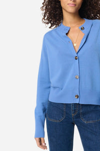 vanessabruno Gretel Soft Merino Wool Cardigan in bleuet - women's cardigan - detail view