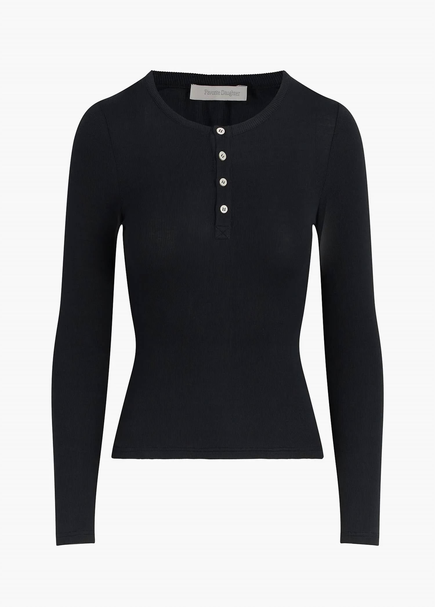 Favorite Daughter - The Henley Ribbed Long Sleeve Tee