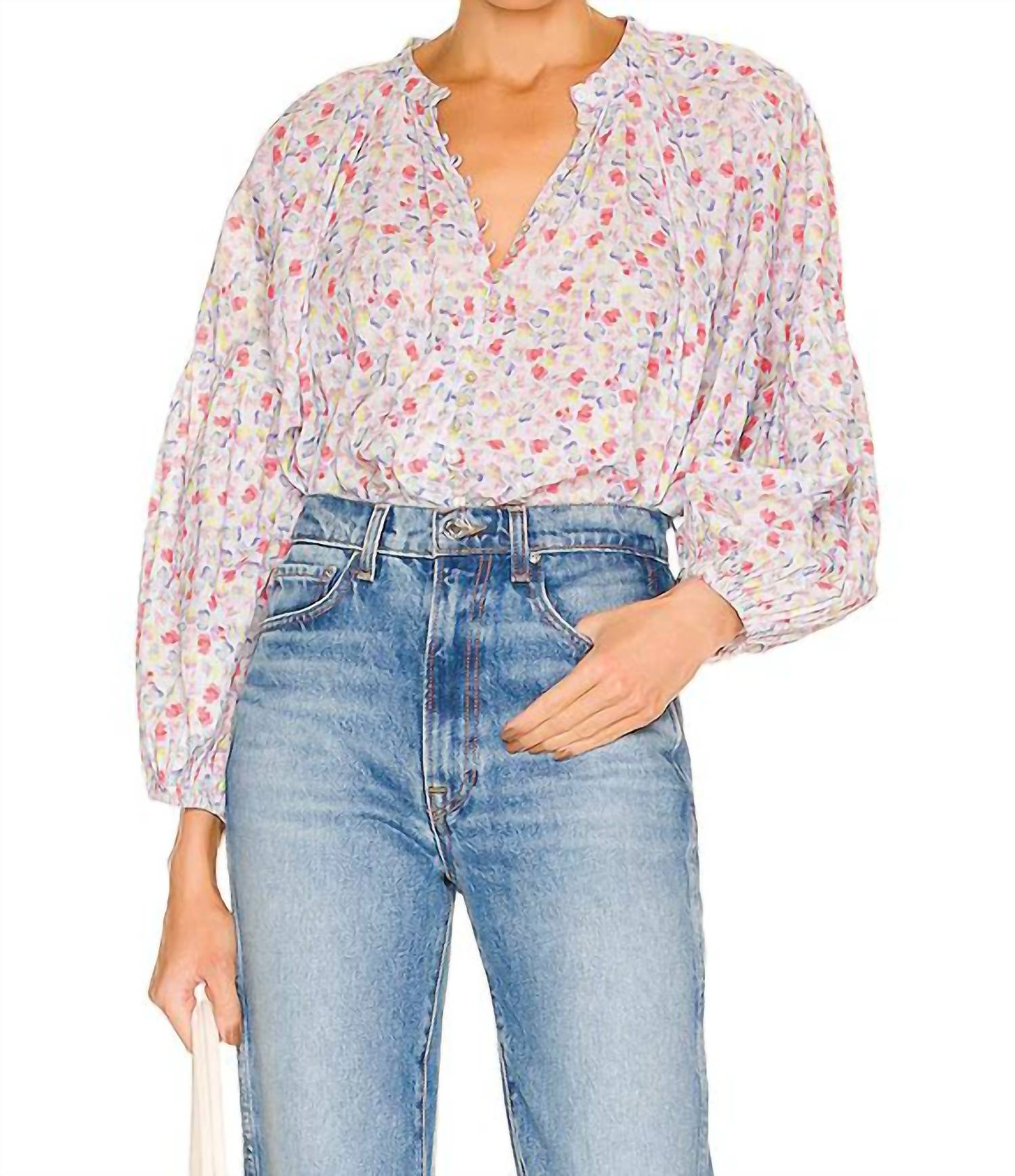 Something Navy - Long Sleeve Flowy Button Up Top