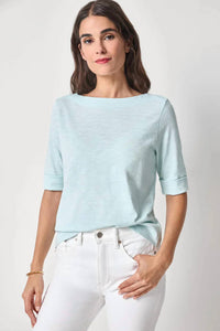 Lilla P - Cuffed Sleeve Boatneck Top