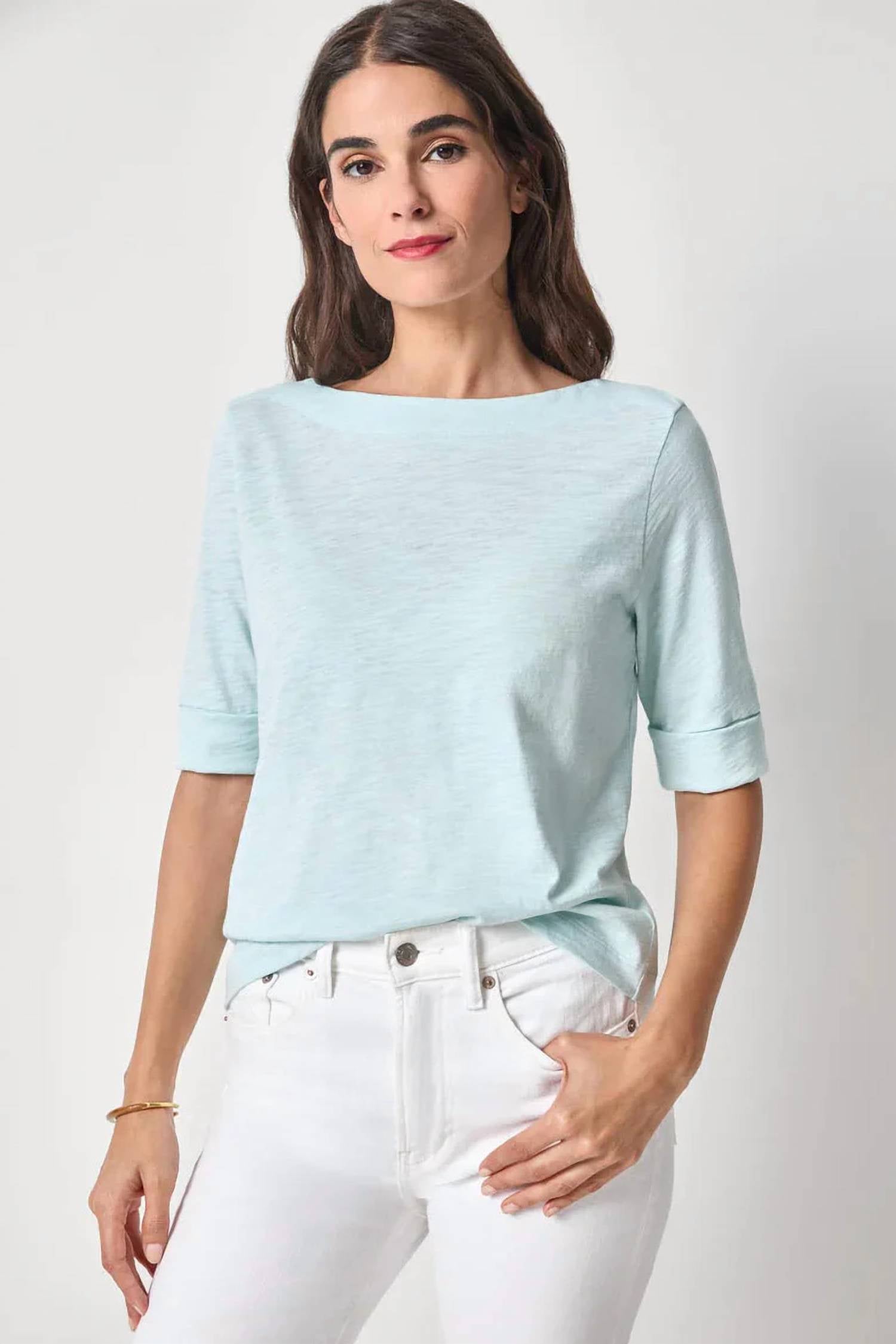 Lilla P - Cuffed Sleeve Boatneck Top