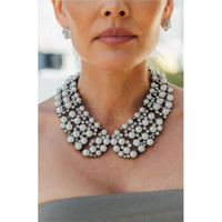 Eye Candy Los Angeles - Women's Pearl & Crystal Statement Collar Necklace