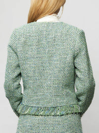 Solgo Atelier - Cora Fringed Tweed Bouclé Moto Jacket
