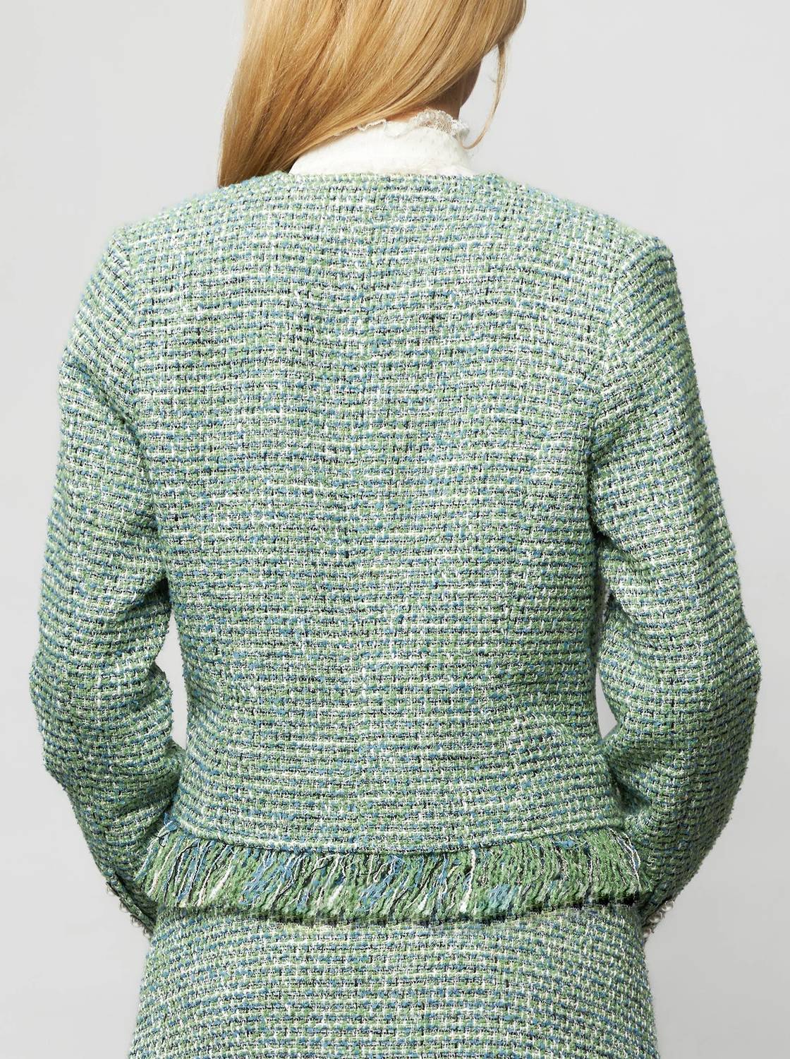 Solgo Atelier - Cora Fringed Tweed Bouclé Moto Jacket