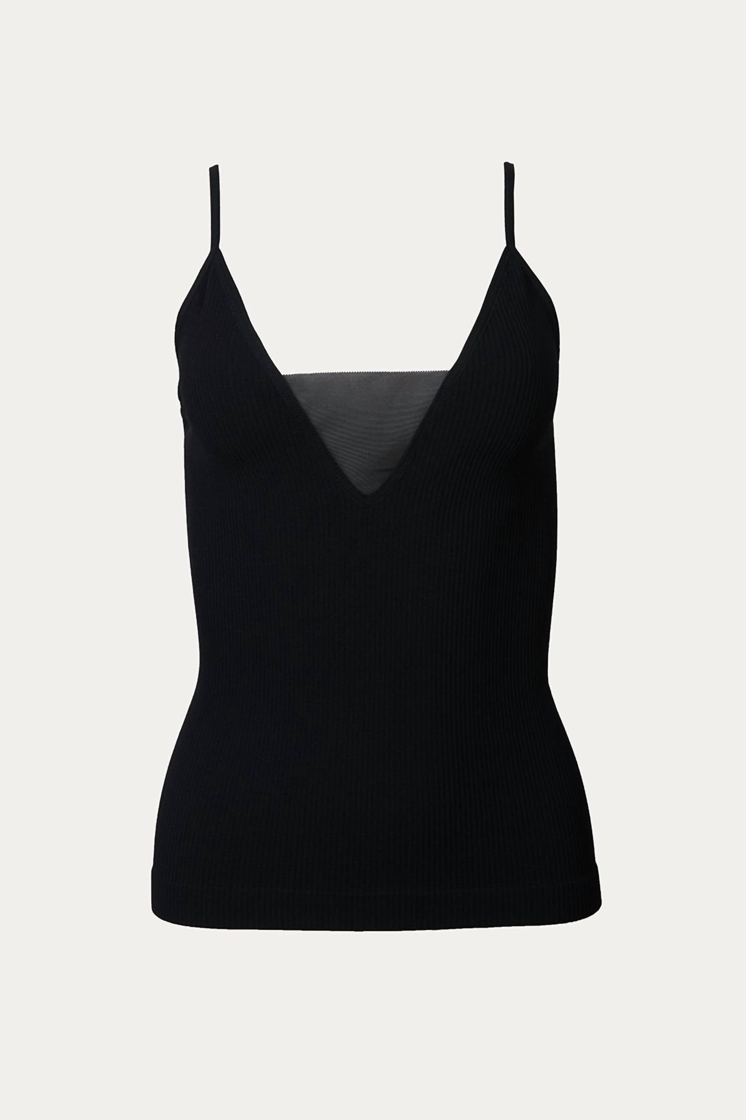 SHEER-PANELED STRETCH-JERSEY TOP
