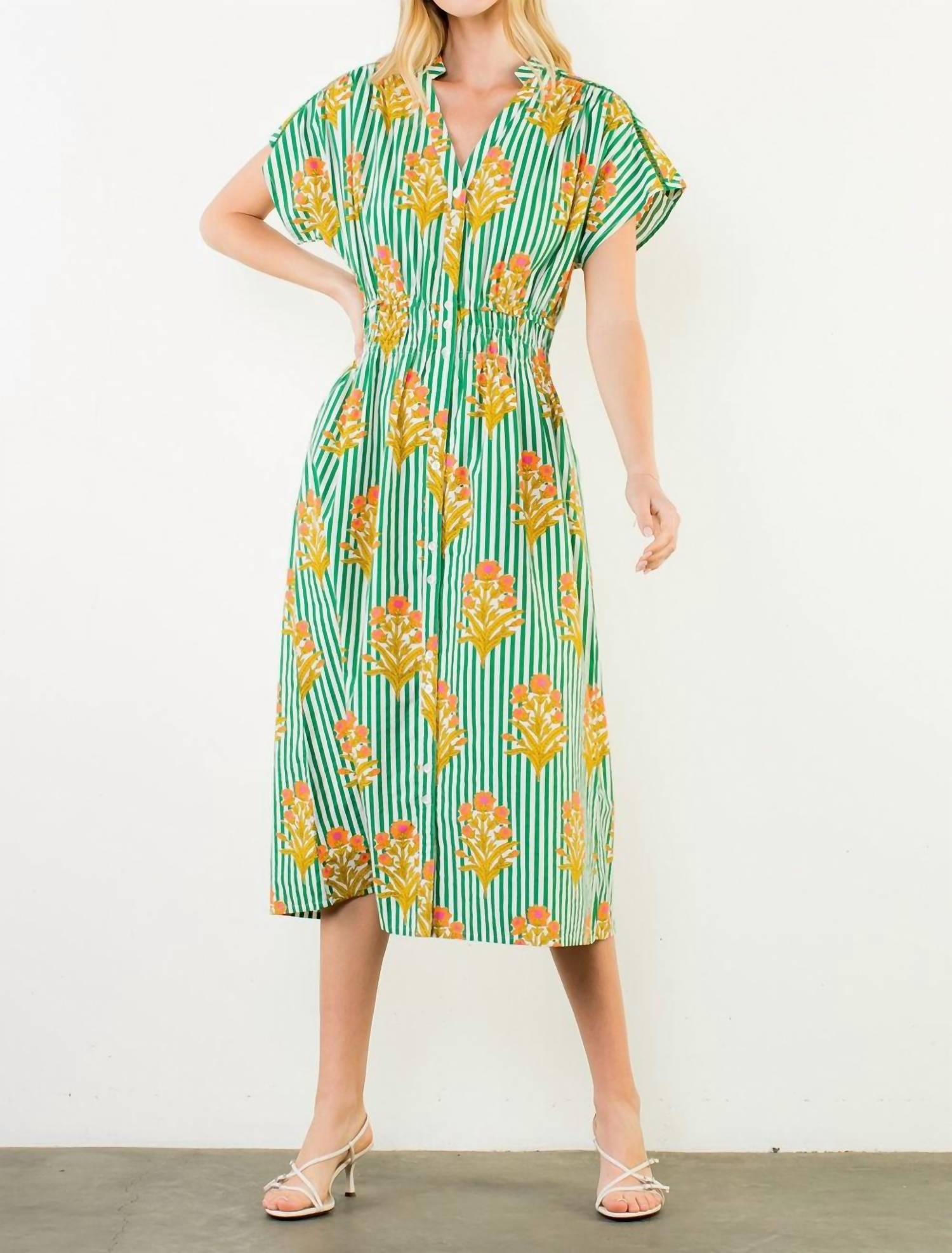 Thml - Striped Floral Midi Dress