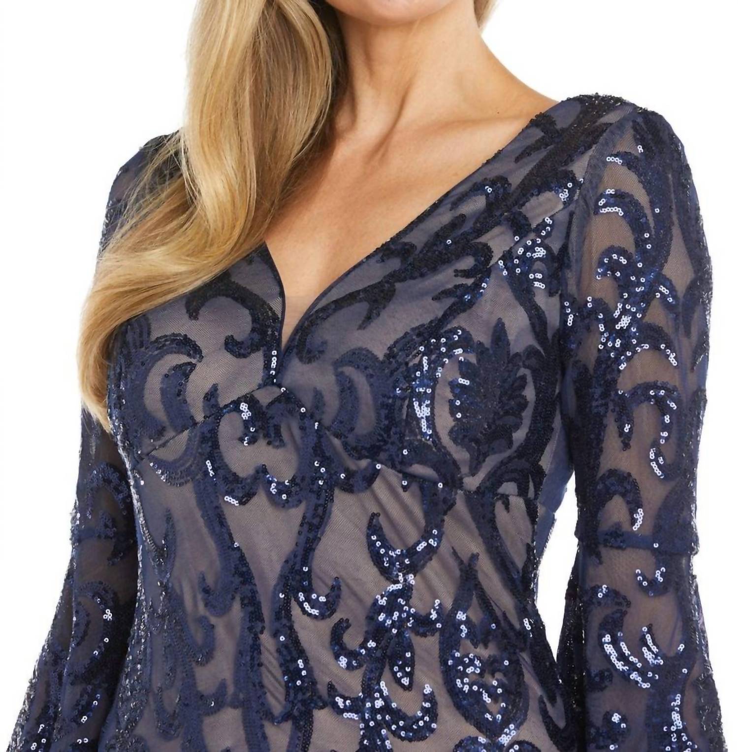 R&M Richards - Contrast Sequin Gown