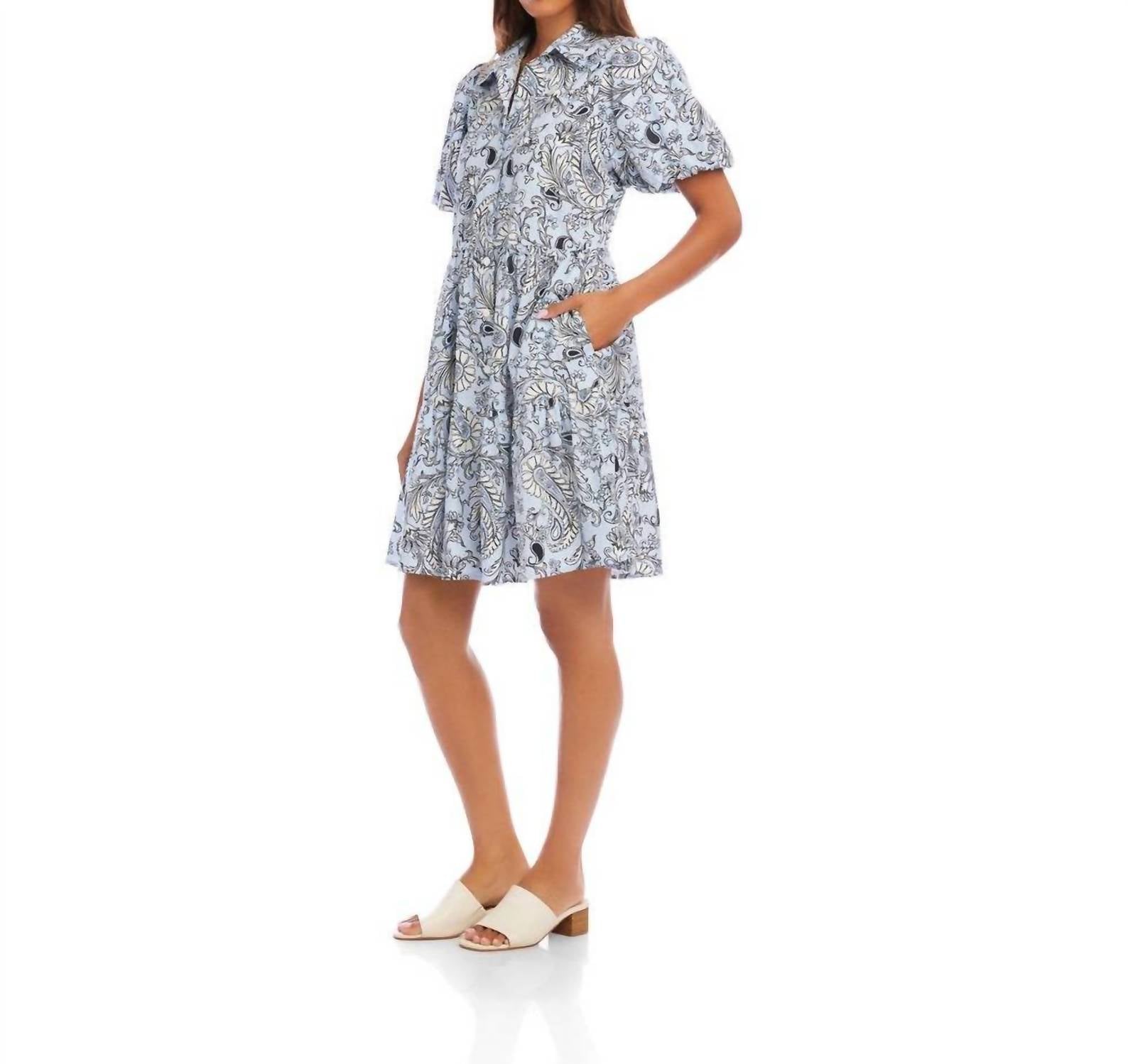 Karen Kane - Puff Sleeve Tiered Shirtdress