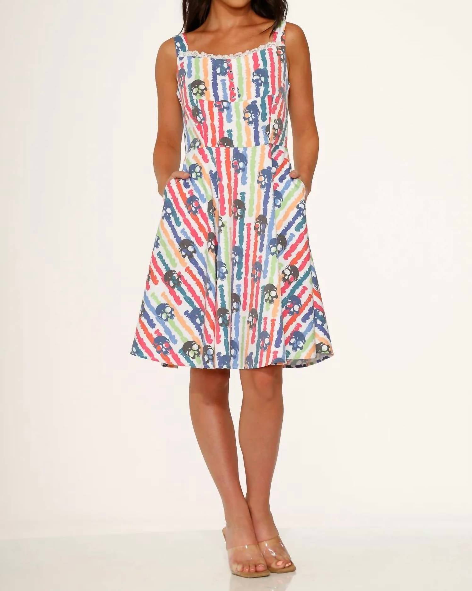 Orchid Bloom - Skulls Rainbow Swing Dress