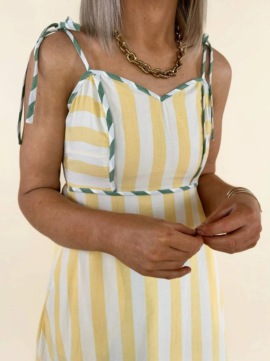 &Merci - Raya Striped Binding Midi Dress