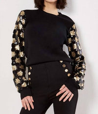 Apricot - Ornate Sequin Sleeve Sweater