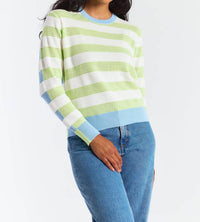 Brodie Cashmere - Mesh Stripe Crew Sweater
