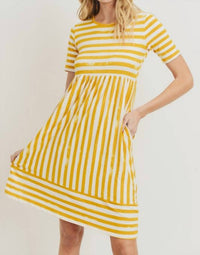Tea N Rose - Knit Striped Babydoll Dress
