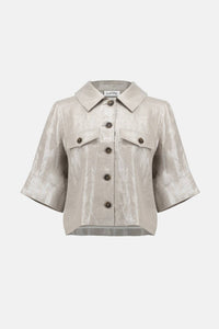 Joseph Ribkoff - Foiled Linen Blend Short Sleeve Boxy Jacket