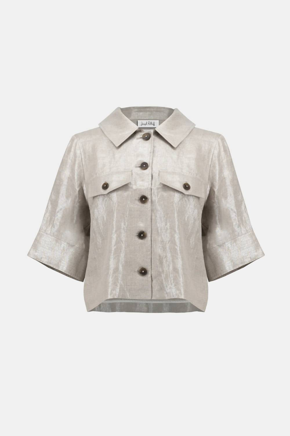 Joseph Ribkoff - Foiled Linen Blend Short Sleeve Boxy Jacket