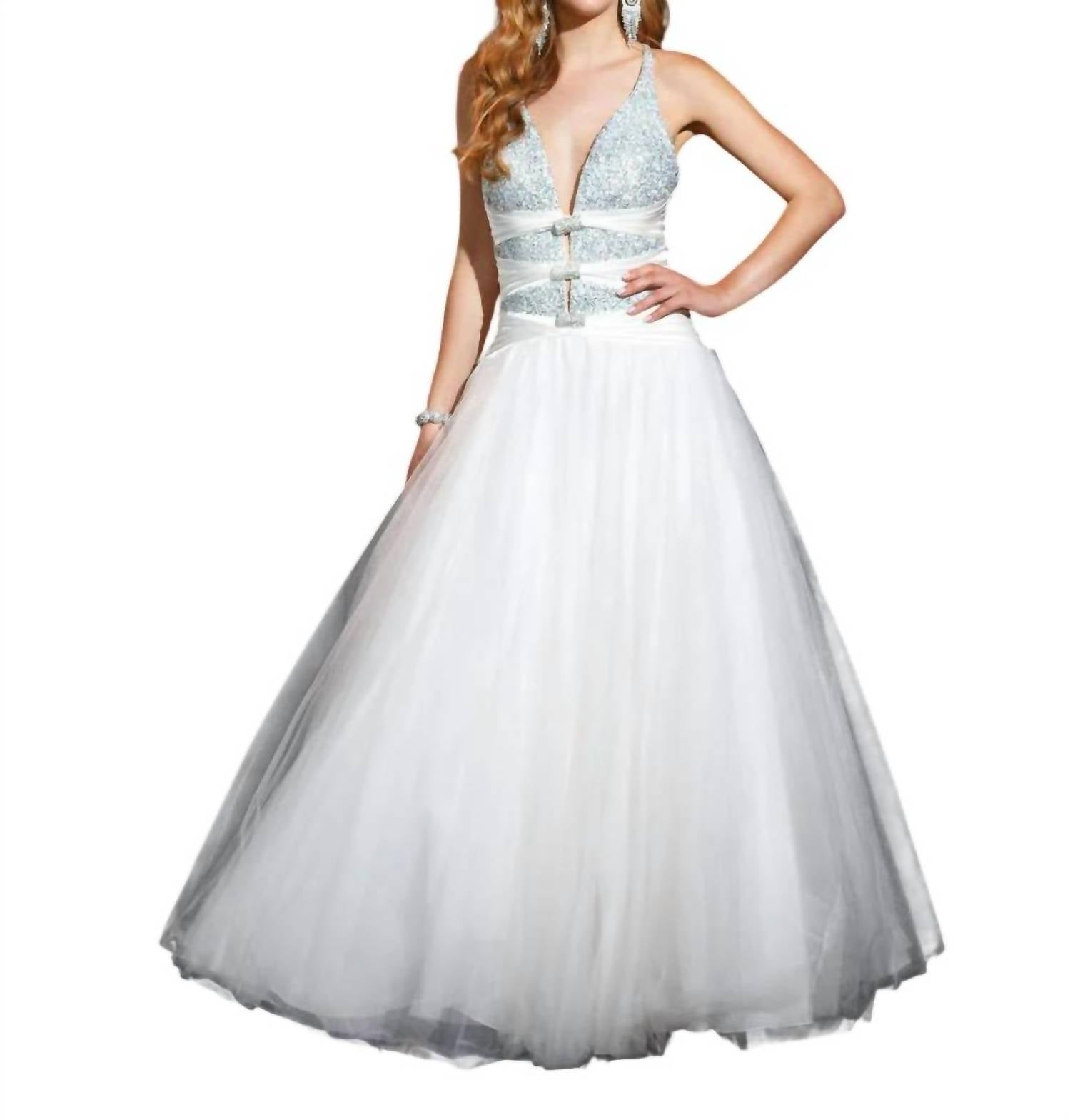 Terani Couture - Plunging Beaded Prom Dress