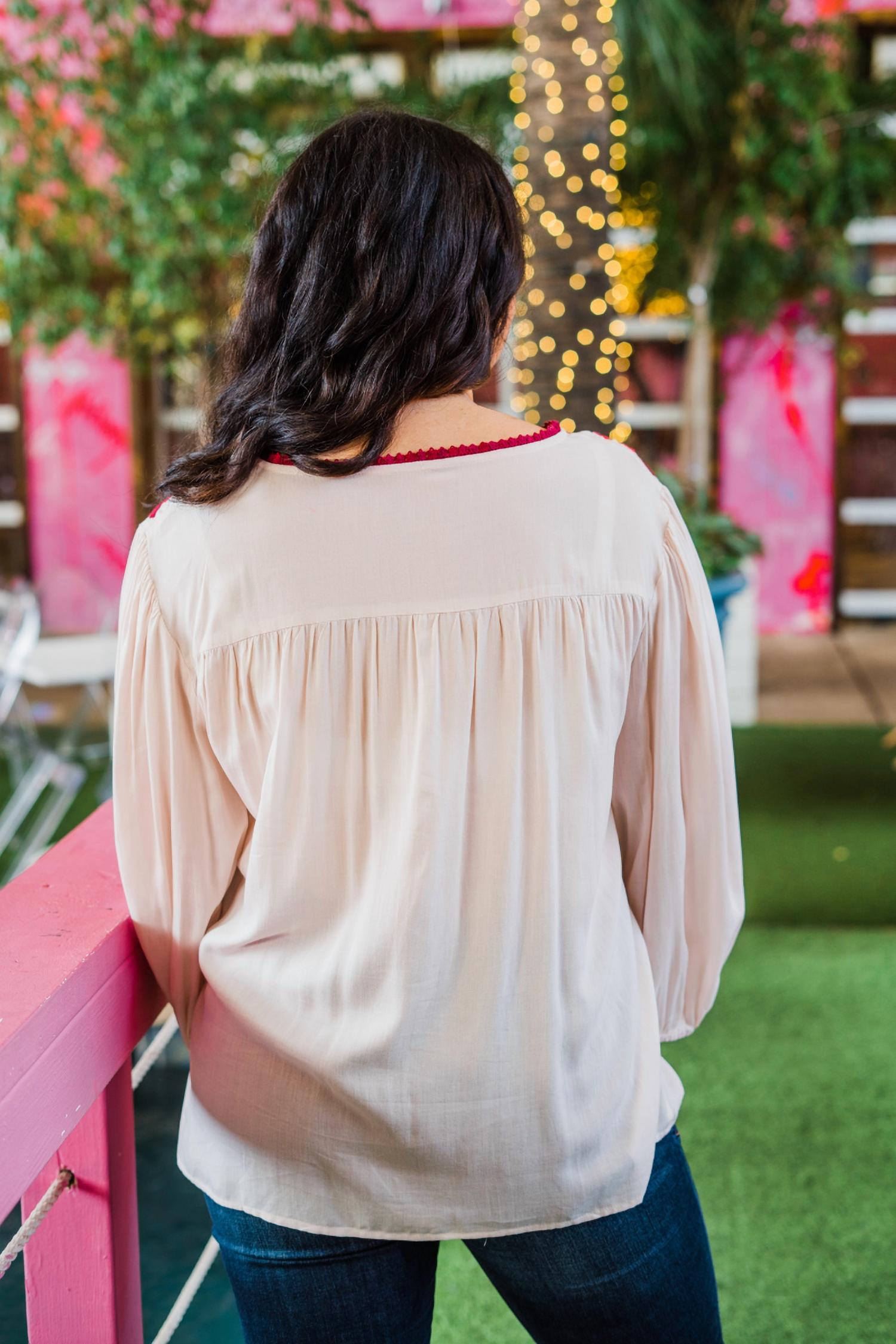 Layerz Clothing - Embroidered 3/4 Sleeve Top