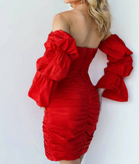Jovani - Ruched Off The Shoulder Homecoming Dress