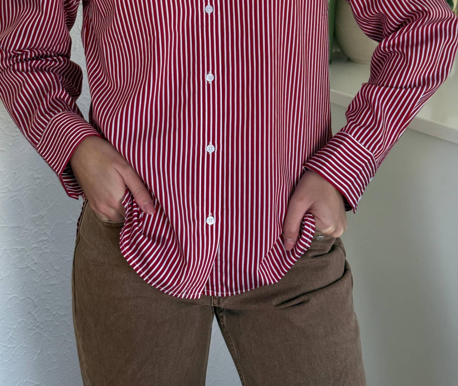 Aureum - Nessa Striped Long Sleeve Button Top