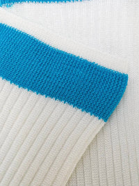 Valentino Women's Ribbed Silk Blend Socks in white blue - women's accessory - detail view