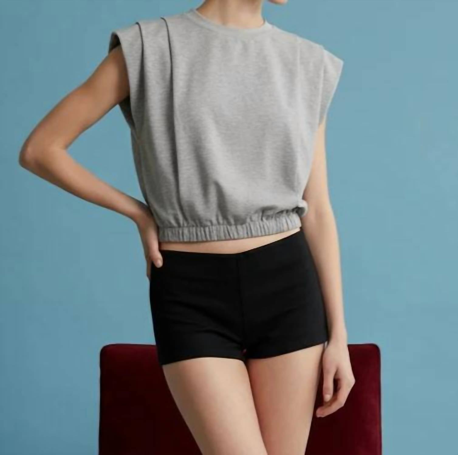 Heyson - Padded Shoulder Crop Top