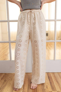 Raisonnel - Teagan Eyelet Embroidered Wide-leg Pants