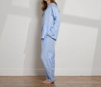 The Sleep Code - Women's Striped Linen Long Pj Set