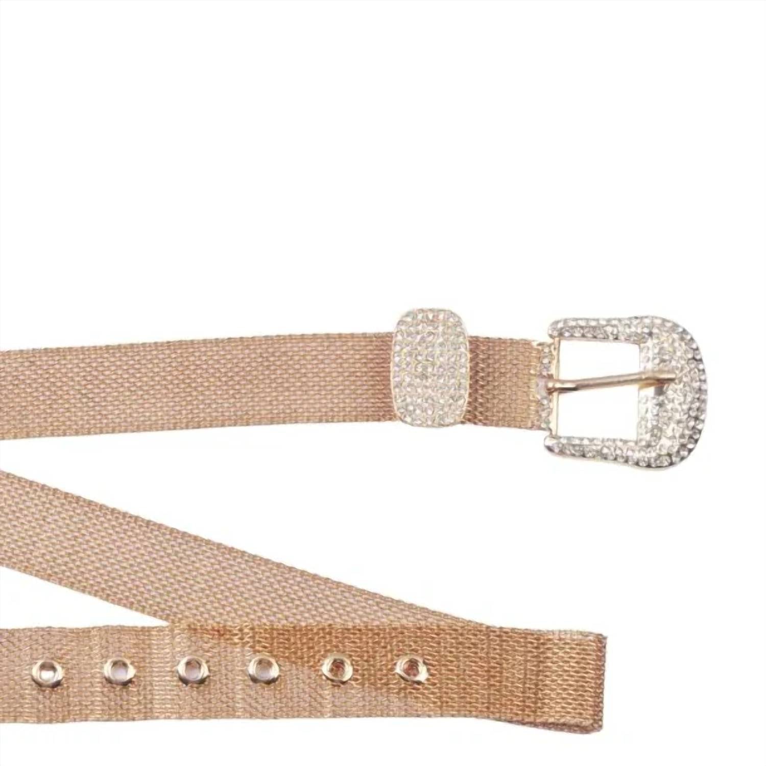 Most Wanted - Women's Glamour Metallic Mesh Belt With Rhinestone Bling Buckle