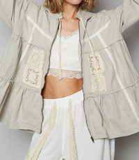 Pol - Peplum Patch Hooded Jacket