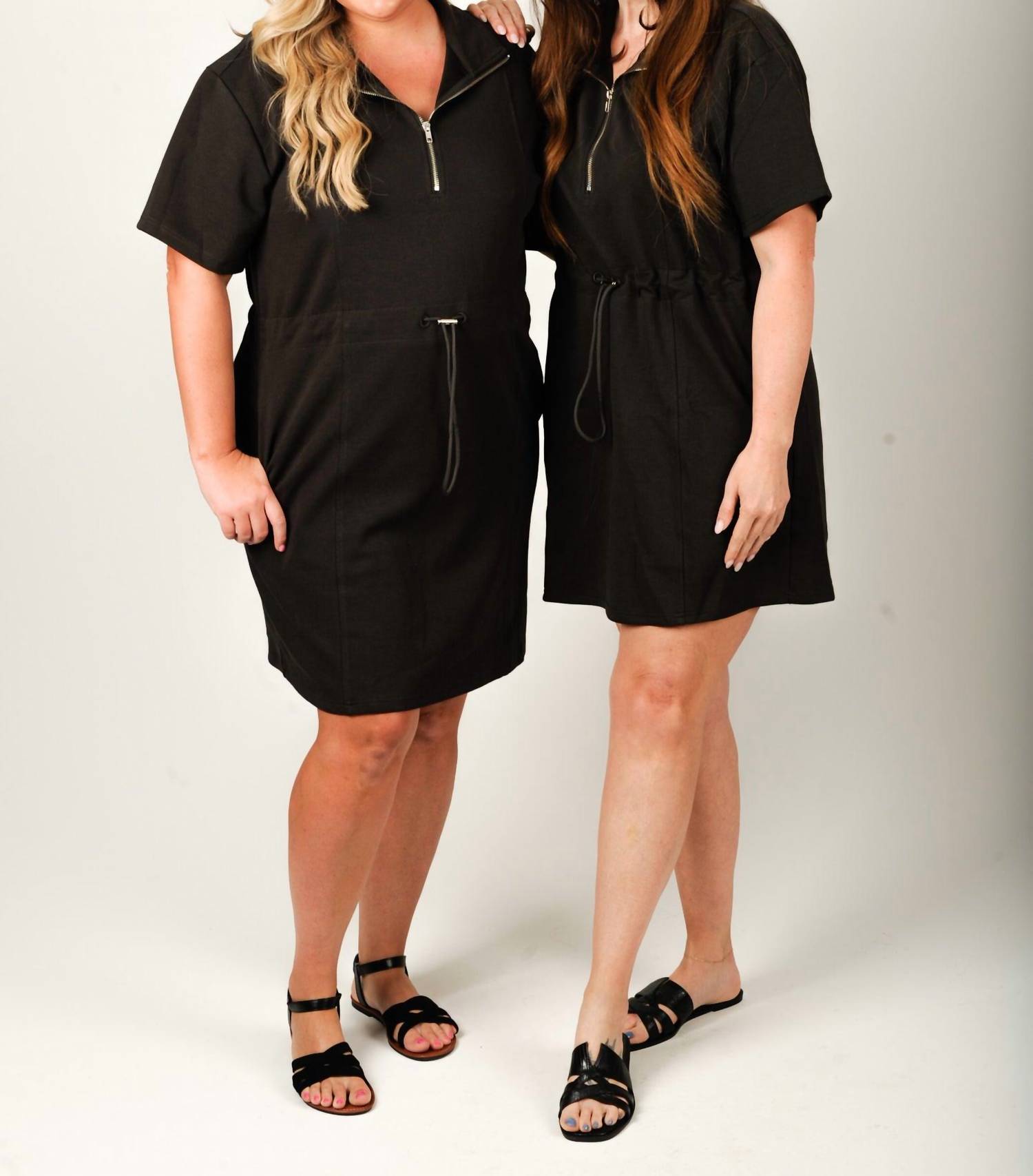SHE + SKY Scuba Knit Dress in charcoal - women's dress - alternate view